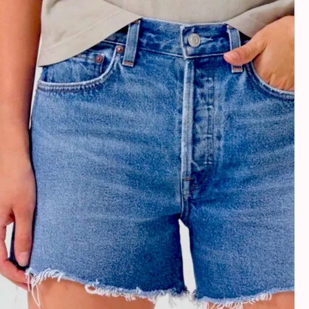 Agolde Parker Skywave denim shorts.